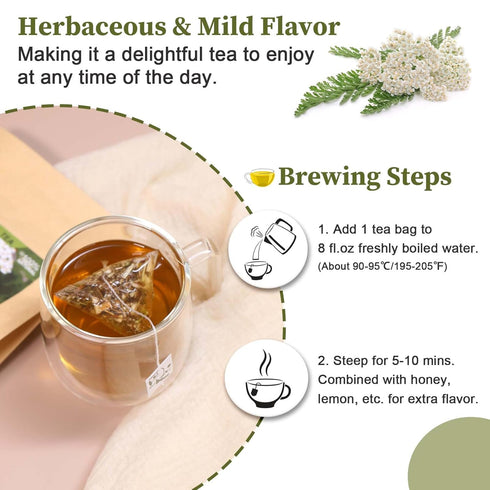 50 Count, 2g/bag Immunity FullChea - Yarrow Tea Bags, - Premium Yarrow Herb - Non-GMO - Caffeine-free - Aid Digestion