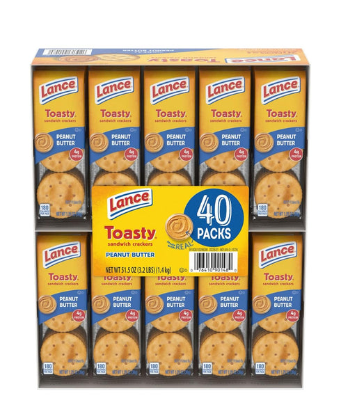 generic 2 Packs 40 4g Crispy Peanut Butter Sandwich Crackers - of Units - Made with Real Peanut Butter, Protein