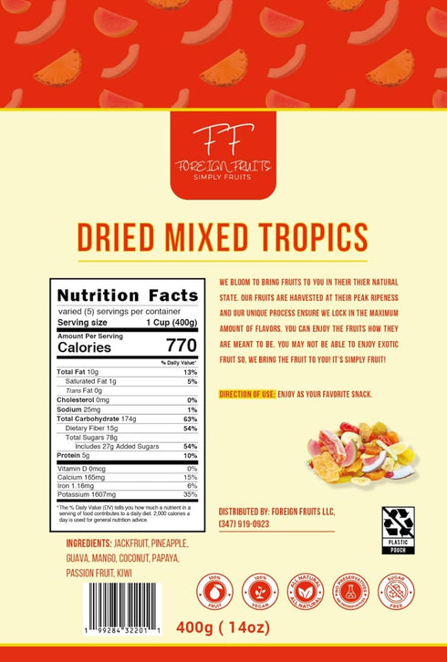 Foreign Fruits Mixed Dried Tropical Fruits, Natural Dehydrated Jackfruit, Pineapple, Guava, Mango, Coconut, Papaya