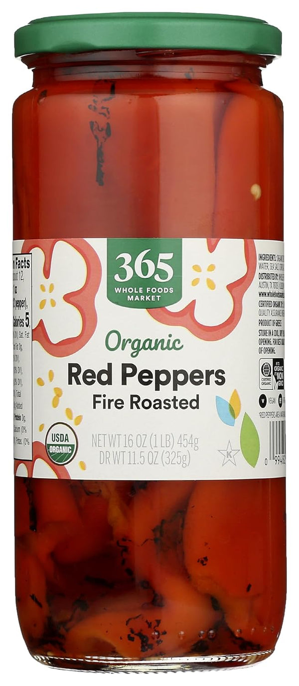 365 by Whole Foods Market , Organic Roasted Red Peppers, 16 Ounce