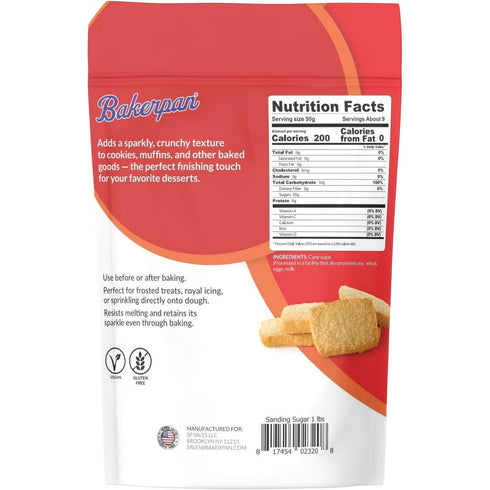 16 Bakerpan Sanding Sugar for Baking & Cookie Decorating - Ounces Sparkling Sugar Sprinkles for Cookies, Cakes