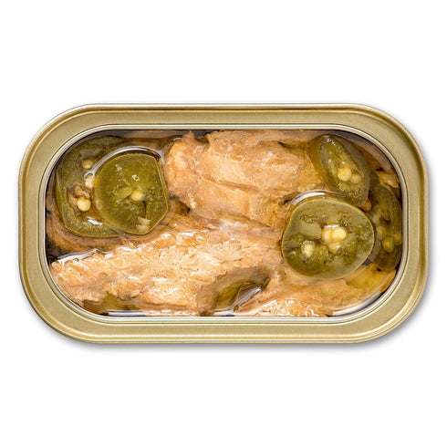 4.05 (Pack 12), (Packaging King Oscar Mackerel in Olive Oil with Jalapeo Peppers, Ounce Cans of Skinless & Boneless