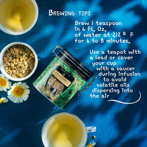 Organic German Chamomile & Ginger Herbal Tea - Loose Leaf Tea, 40 Servings, Calming and Digestive Caffeine Free