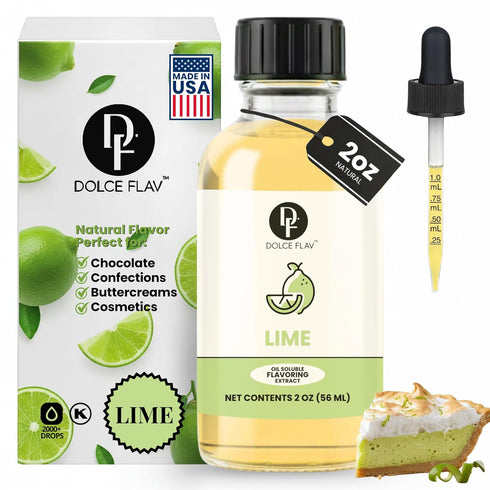 Dolce Flav Natural Lime Extract 2 Ounce Oil-Soluble Kosher, Sugar-Free, Concentrated Citrus