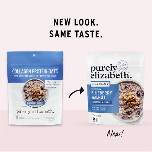 by purely elizabeth. 8 Oz (Pack 6) purely elizabeth Collagen Protein Oats, Blueberry Walnut, Gluten Free