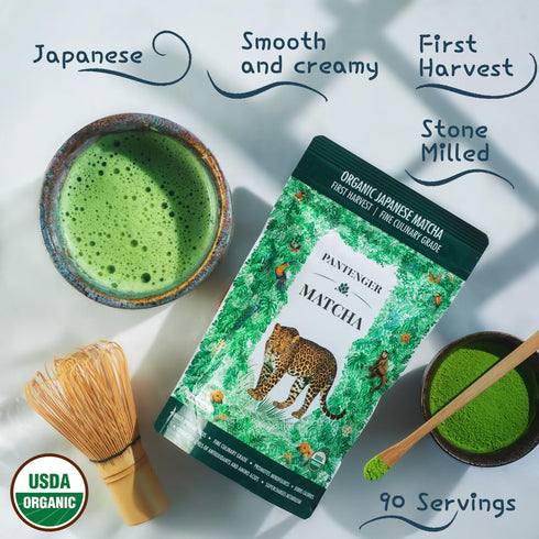 Organic Matcha Green Tea Powder, 3.5 OZ - 80 Servings, Latte & Smoothie Grade, Japanese First Harvest