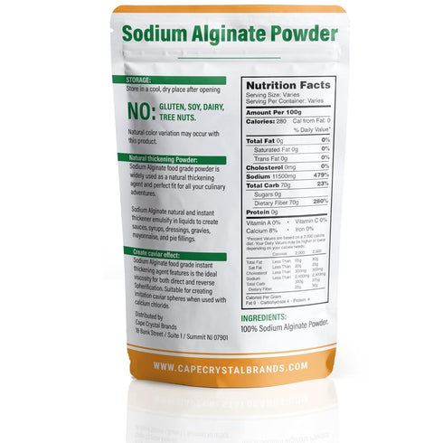 Sodium Alginate 100% Food Grade – Natural Thickening Powder & Gelling Agent for Cooking (2-oz)