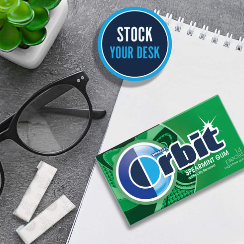 3 Pack ORBIT Spearmint Sugar Free Chewing Gum Travel Essentials, Ct