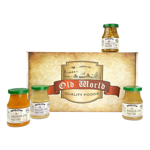 6.7 oz Premium European Mustard Sampler with Bavarian, Polish, Russian, and French Styles