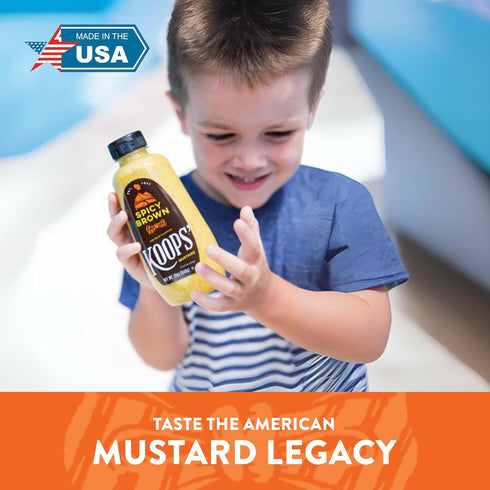 12 Oz, Pack 1 Koops' Spicy Brown Mustard Spicy Mustard, Gluten-Free, Kosher, Made in USA, From Quality Mustard Seeds