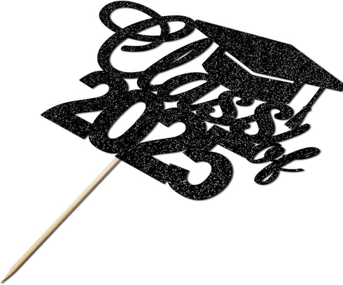 Graduation Party Cake Topper, Class of 2025 Cake Decoration for Graduation Ceremony (Black)