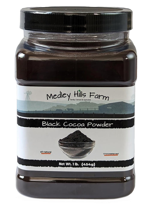 Black Cocoa Powder by Medley Hills Farm, 1 Lb. in Reusable Container, Dutch Processed Unsweetened Cocoa Powder