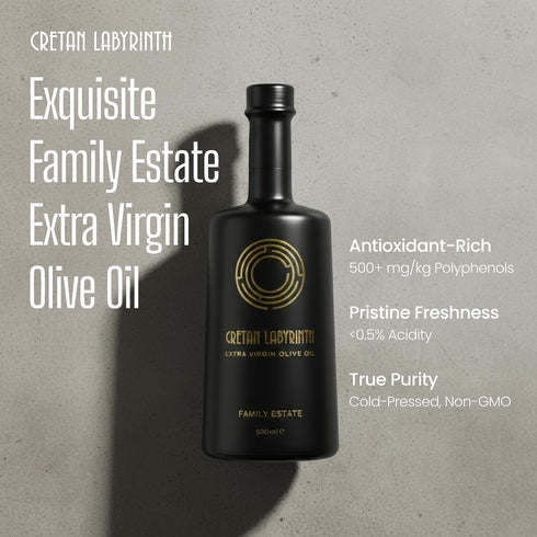 CRETAN LABYRINTH 1000 2025 Family Estate High Phenolic (Lab Report Over mg/kg) Antioxidant Polyphenol Rich Harvest