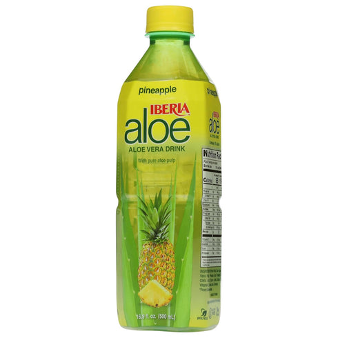 16.9 Oz (Pack 8) Iberia Aloe Vera Juice Drink with Pure Aloe Pulp, Pineapple, Fl