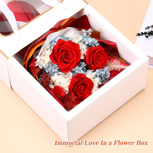 Jtoder Forever Flowers for Delivery, Preserved Flower Bouquets, Long Lasting Red Roses, Gifts Bouquet for Mother Wife