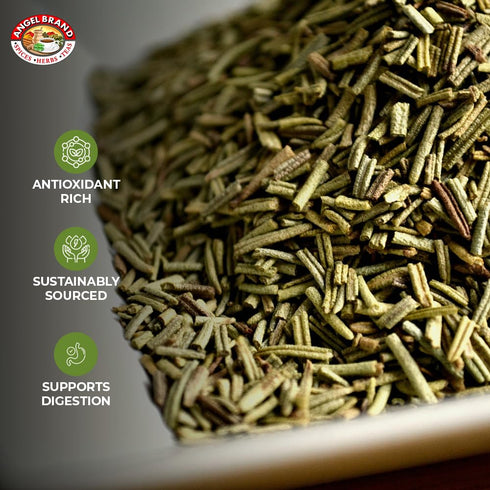 0.75 oz Angel Brand Rosemary Leaves Bottle Dried Rosemary Herb for Cooking, Seasoning, and Aromatic Infusions.