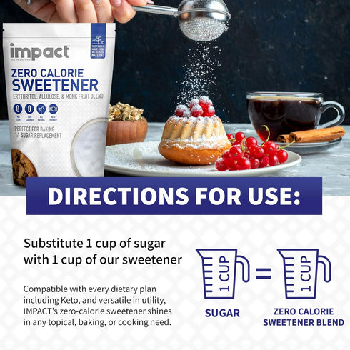 1 1 2lbs Impact Allulose, White Monk Fruit & Erythritol Sweetener Blend - Gluten Free, Zero Calories, Keto, Vegan