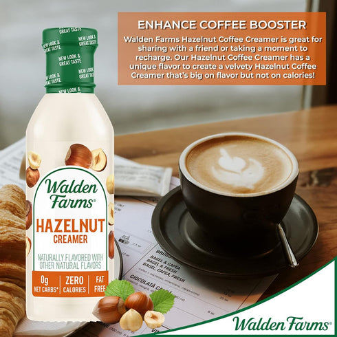12 oz Walden Farms Hazelnut Coffee Creamer Zero Calorie, Sugar Free, Keto & Fat Free Non-Dairy Creamer for Coffee