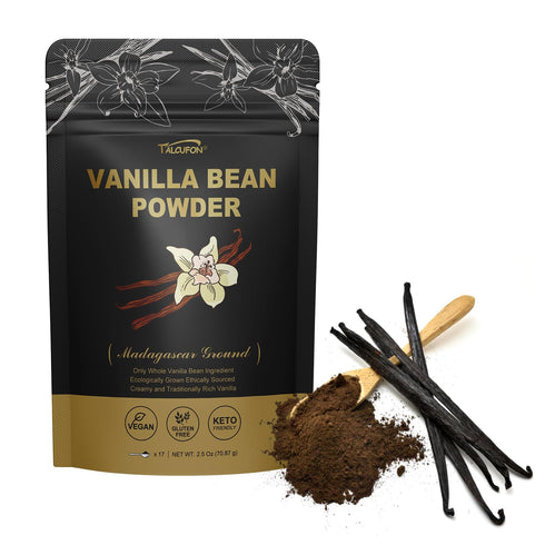 TALCUFON Madagascar Ground Vanilla Bean Powder, 100% Pure, No Fillers, Gluten Free, Non-GMO, 2.5 Oz