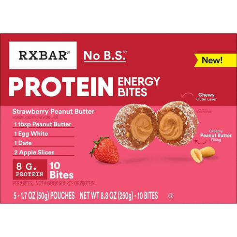(60 RXBAR Protein Energy Bites, Gluten Free Energy Snacks, Protein Snacks, Strawberry Peanut Butter Bites)