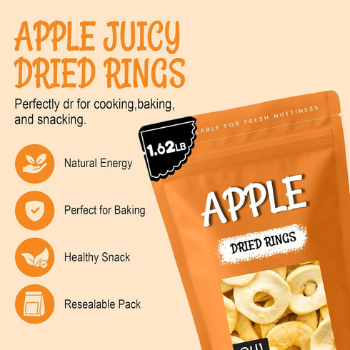 26 oz Oh! Nuts Dried Apple Rings - Apple Slices - - Dried Apples - No Sugar Added - Dehydrated Fruit Bites