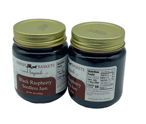 9 oz 2 Amish Black Raspberry Seedless Jam Non GMO Vegan All Natural - - Jars
