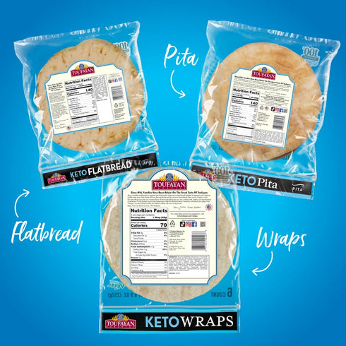 Pack (3 Pack) Toufayan KETO Bread Variety Bundle, Includes Keto Pita Bread, Flatbread and Wraps