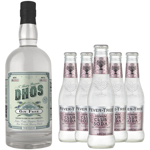 Dhos Handcrafted Non-Alcoholic Gin w 5 Pack Fever Tree Club Soda -