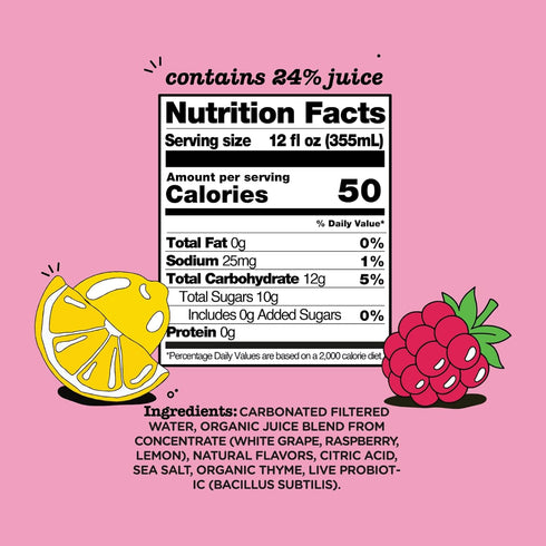 '-12 Oz, Pack 12 Culture Pop Soda, Sparkling Raspberry Lemonade, Probiotic Low Sugar Drink, Sparkling Juice Alternative