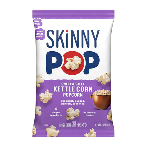 5.3oz (12ct) SkinnyPop Popcorn, Sweet & Salty Kettle, Whole Grain, Dairy-Free Snack, Bags