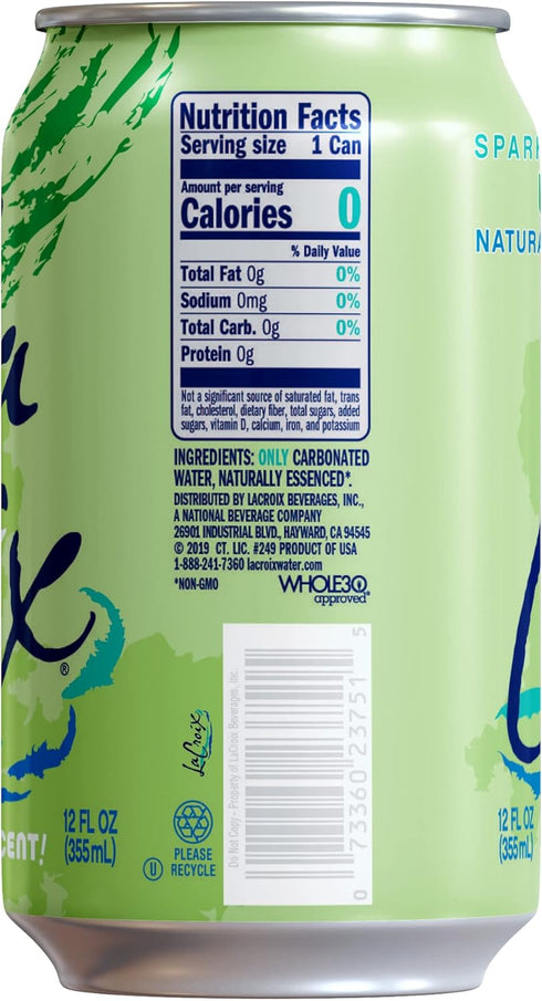 12 Oz (pack 8) La Croix Sparkling Water, Lime, Fl