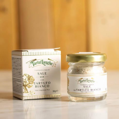 1.06 oz (Pack 1) TartufLanghe White Truffle Salt with Gurande Grey Sea Salt and Real Truffle Slices - Gourmet Italian