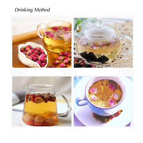 MQUPIN Dried Red Rose Bud Tea - 100% Natural Pure Flower Edible Buds, Culinary Food Grade, 250g/3Packs