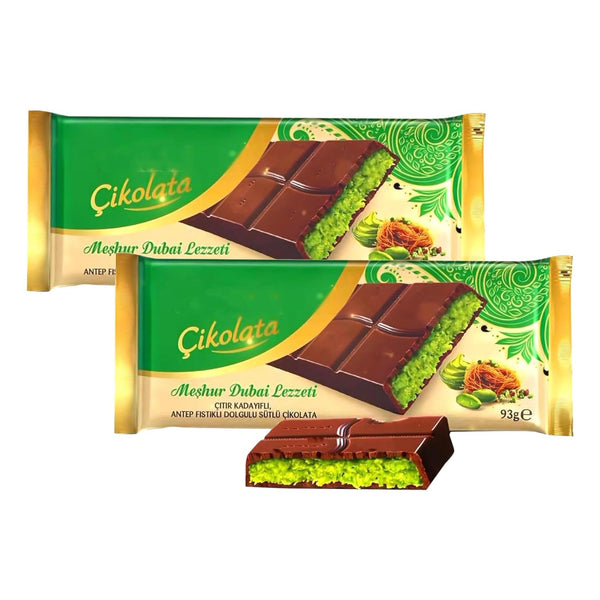Generic Dubai Chocolate - Milk Chocolate With Pistachio, 93 gram x 2 count