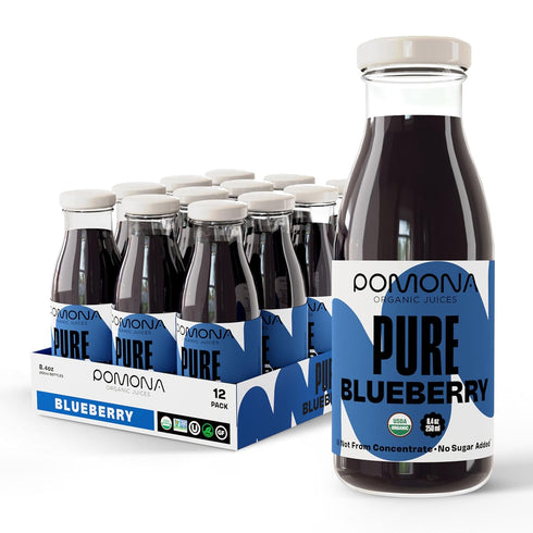 Pomona Organic Juices Pure Blueberry Juice, Cold Pressed Organic Juice, Non-GMO, No