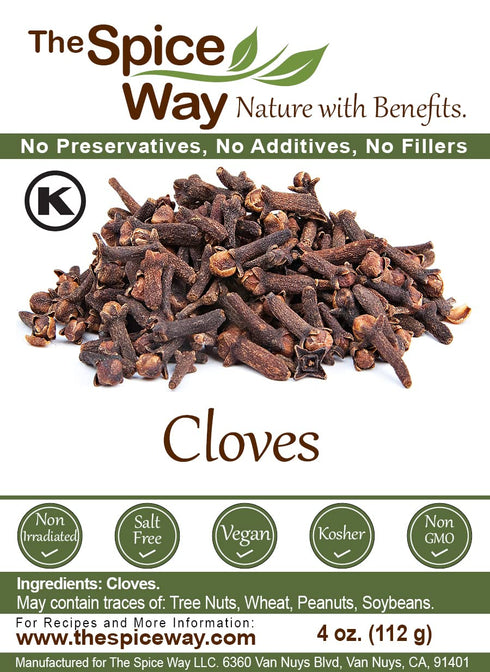The Spice Way Whole Cloves (4 oz) | Clove Spice for Savory Dishes and Tea