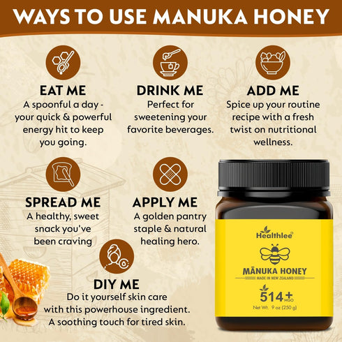 514+ 8.8oz /250 Manuka honey MGO | New Zealand Honey | High grade |Monofloral honey gram