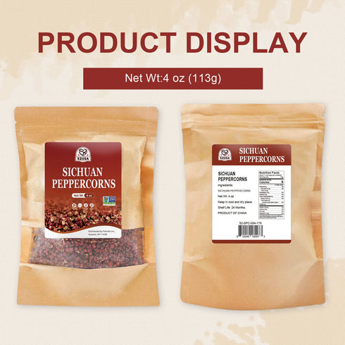 52USA Sichuan Peppercorn, Authentic Szechuan Red Peppercorns (4OZ), Whole Sichuan Red Peppercorns for Mapo Tofu and
