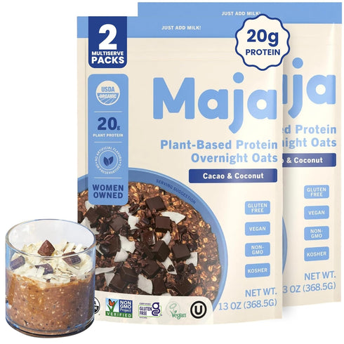 Maja Organic Plant-Based Protein Cacao & Coconut Overnight Oats 13 oz Multi-Serve