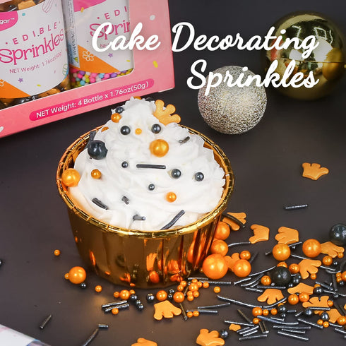 Sujoygar Sprinkles for Cookie Decorating, Food Grade, 50g/bottle, Edible Cake Decoration, Cupcake Toppers