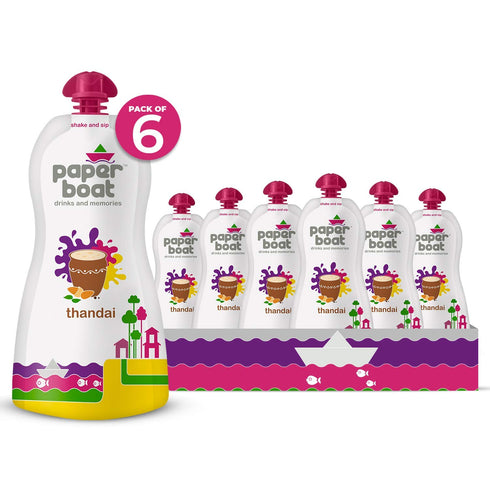 NWIL (Pack 6, 180ml Paper Boat Thandai, Milk Beverage, No Added Preservatives and Colours of each)