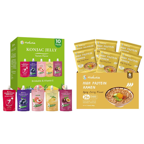 Hethstia Konjac Jelly Pouch Drinkable Variety Pack and High Protein (26g) Ramen