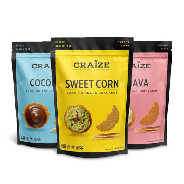 Craize Sweet Flavor Variety Pack | Sweet Corn, Coconut, Guava Crisps |