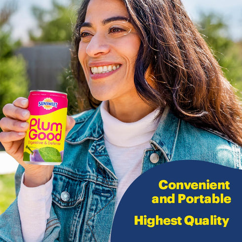 6 4 Pack 7.5oz Sunsweet PlumGood Plum Juice Small Cans Canned Drink Made with Real Plum Juice Prebiotic Fiber
