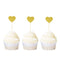 Ercadio Gold Glitter Heart Cupcake Toppers, Sweet Love Theme Cupcake Picks, 40 PCS