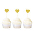 Ercadio Gold Glitter Heart Cupcake Toppers, Sweet Love Theme Cupcake Picks, 40 PCS