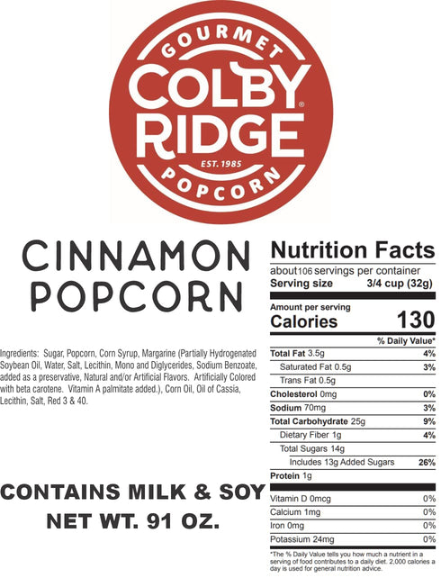 5 80 Cinnamon Gourmet Popcorn Sweet & Spicy Cinnamon Glazed Popcorn Gallon Party Bag, Cups Craft Popped, Crunchy