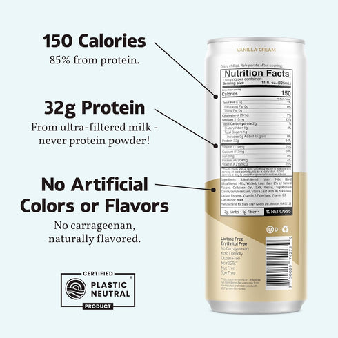 32g 1g 150 1g 11 oz, 12 Slate Milk - High Protein Nutrition Shake - Vanilla Cream - Protein, Sugar, Calories, Net Carbs
