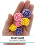 Set, 24 Count Global Sugar Art Edible Royal Icing Pink, Lavender and Yellow Rose Two sizes, for Cake and Cupcake