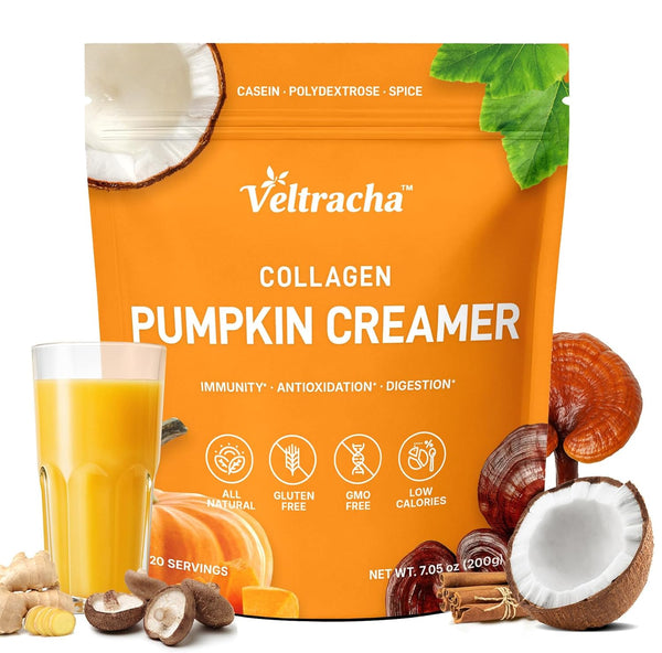 Veltracha Mushroom Pumpkin Spice Creamer with Collagen - Prebiotics Coconut Coffee Creamer